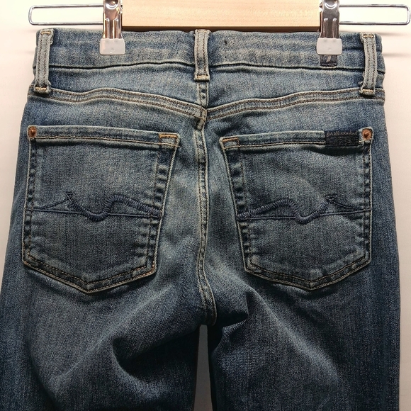 7 For All Mankind Ladies 24 Kimmie Straight Leg Designer Blue Denim Jeans, USA - Picture 5 of 12